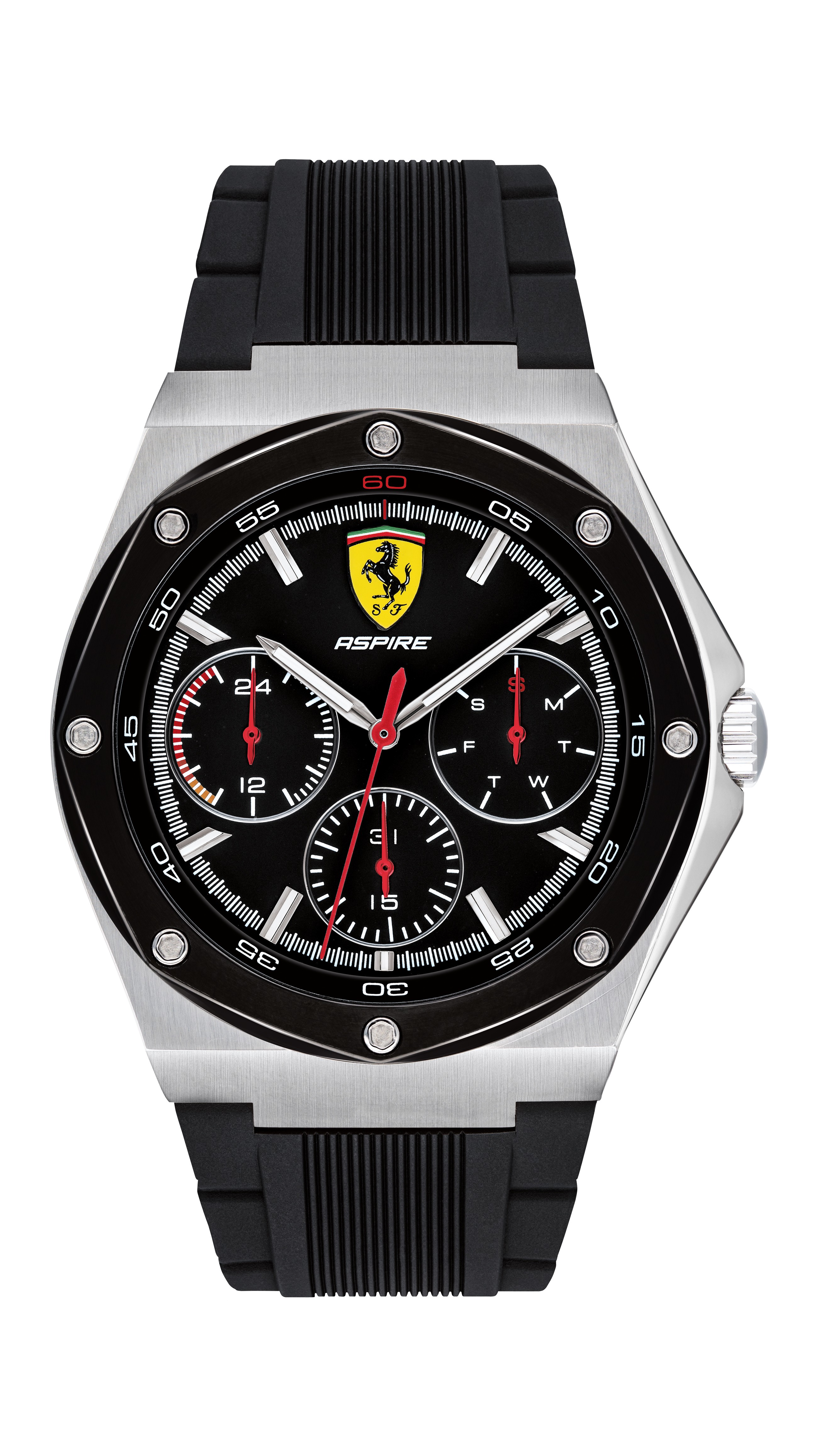Ferrari 法拉利 奔馳日曆手錶-黑x42mm(08305373)