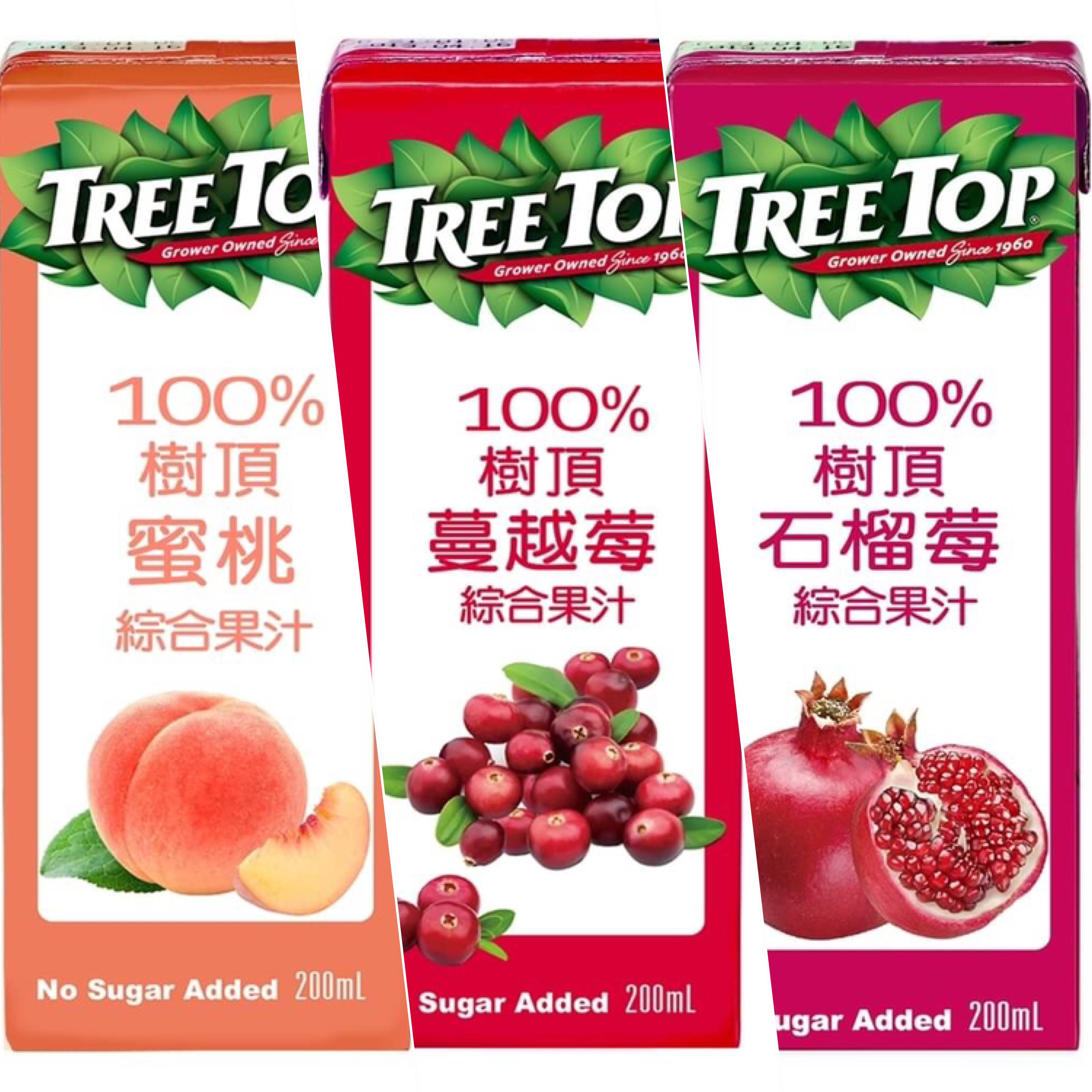 TREE TOP 樹頂100%綜合果汁 利樂包200ML 共48瓶/2箱【任選水蜜桃、蔓越莓、石榴2箱免運組】