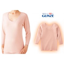 GUNZE郡是日本製混羊毛8分袖女衛衣LL